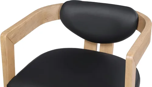 Miniatura 8 de Meridian Furniture 564Black-C Carlyle Collection Modern Silla de comedor contemporánea, acabado natural cepillado de madera maciza, cuero vegano