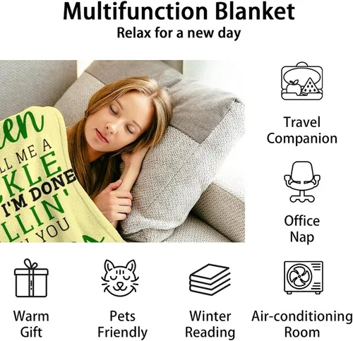 Miniatura 6 de Manta de Pickle para bebé, tamaño de regazo de 30 x 40 pulgadas, mantas suaves y esponjosas y acogedoras para regalo, mantas novedosas color beige
