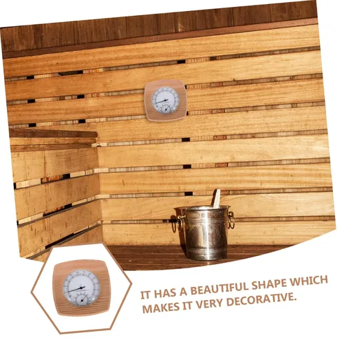 Miniatura 7 de Healeved Medición confiable de sala de sauna de alta precisión acabado de madera termómetro higrómetro herramienta todo en uno