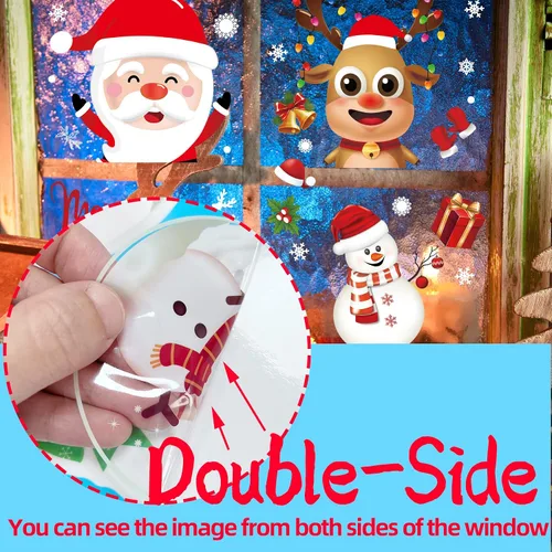 Miniatura 3 de Calcomanías de Navidad para ventana, de doble cara, copos de nieve, calcomanías para ventana de vidrio, Navidad, vacaciones, hogar, oficina, escuela