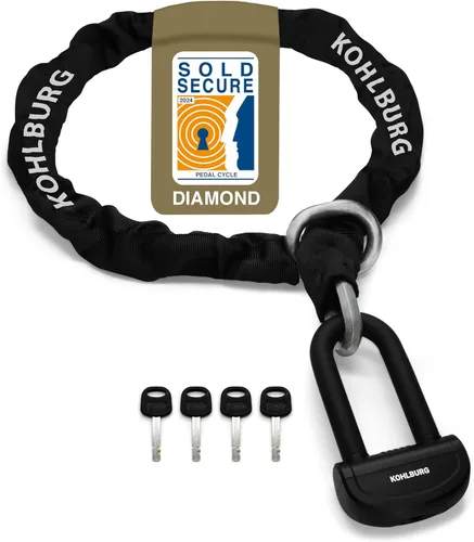 KOHLBURG Cerradura de cadena de seguridad para motocicleta de 13 libras, 5 pies de largo con nuestro nivel de seguridad alemán más alto 15plus de