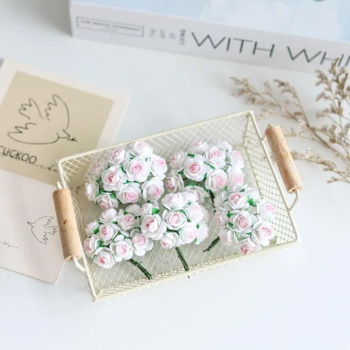 Miniatura 5 de 50 mini rosas de papel de morera hechas a mano, 0.709 in, flores de papel de morera, álbumes de recortes, boda, manualidades, bricolaje
