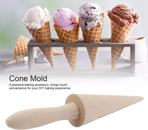 Miniatura 3 de Molde de rodillo de pizzela, cono de madera gofres helado cono pizza pastelería herramienta de moldeo