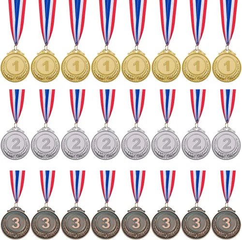 Miniatura 10 de 12/24/48/96 Piezas Medallas de Premio Oro, Plata y Bronce, Medallas de Campeón Estilo Olímpico Oro, Plata y Bronce Premios para Deportes, Oro Plata