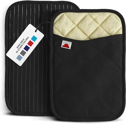Juego de 2 soportes de silicona para ollas - Juego de 2 negros - 10 x 3 - Resistente al calor hasta 536 F / 280 C protectores de cocina para