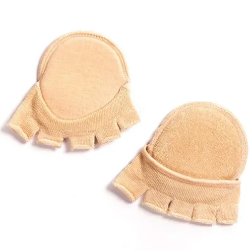 Calcetines abiertos de cinco dedos con almohadillas para el antepié, antideslizantes, transpirables, absorbentes del sudor, alivian el dolor del