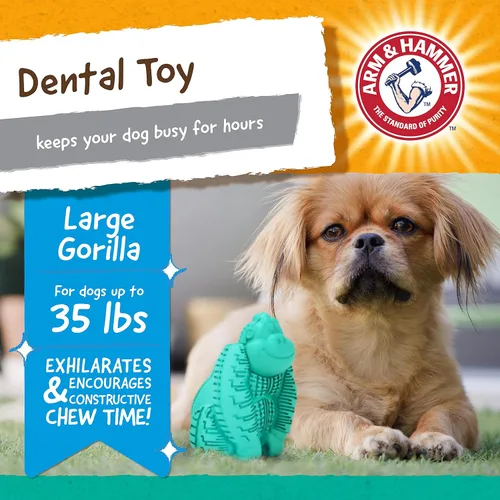 Miniatura 2 de Arm and Hammer - Juguete masticable dental para mascotas Super Treadz Gorilla para perros, reduce la placa y el sarro sin cepillarse, infusión