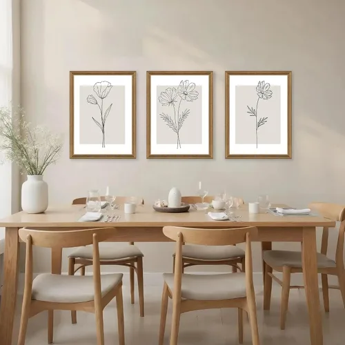 Miniatura 7 de ICHZUMW Arte de pared floral botánico neutro, decoración de pared de flores de granja en blanco y negro, impresiones en lienzo de arte lineal