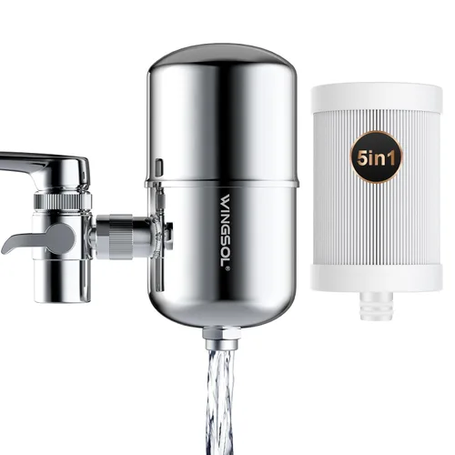 Miniatura 9 de WINGSOL Filtro de agua de acero inoxidable para grifo de fregadero, NSF/ANSI 42 y 53, purificador de grifo giratorio de 360° que reduce PFAS, plomo