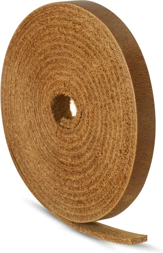 Miniatura 31 de Ringsun Tiras de cuero negro planas de 2 pulgadas de ancho para manualidades, tiras de cuero de grano completo, cordón de cuero para manualidades