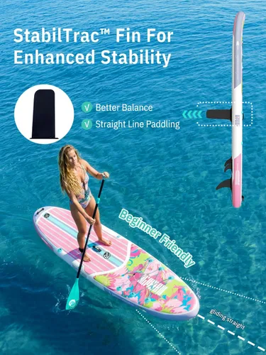 Miniatura 5 de Niphean Tabla de remo inflable con accesorios de SUP, cubierta de EVA antideslizante, tablas de remo inflables de 10 pies 6 pulgadas para adultos