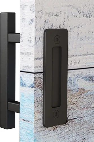 Miniatura 8 de EaseLife Paquete de 2 tiradores de puerta corrediza de granero de 10 pulgadas con herrajes empotrados, doble cara, resistente, rústico