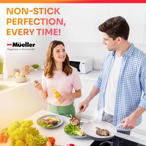 Miniatura 7 de Sartén Mueller, sartén antiadherente con revestimiento de piedra alemana resistente, sin PFOA ni APEO, sartén para paella, apta para lavavajillas