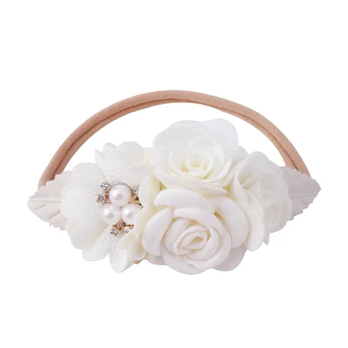 Miniatura 7 de Diadema floral de nailon para bebé, 3 piezas, accesorios para el cabello, regalo para niñas, tamaño elástico, 3 unidades C-4