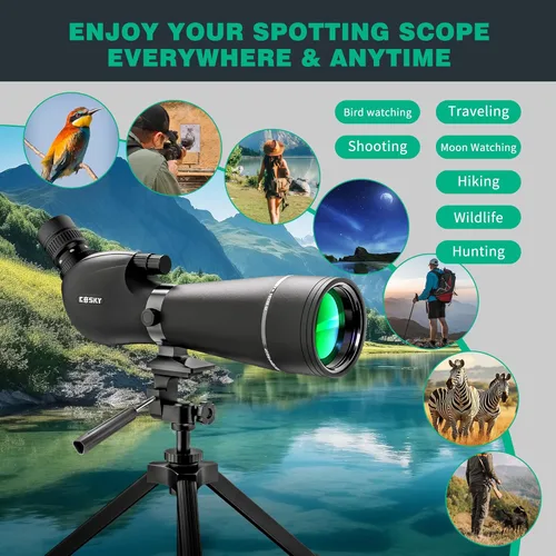 Miniatura 7 de Gosky Alcance de Observación HD 20-60x80mm con Trípode y Adaptador para Smartphone, Alcance de Observación con Prisma BAK 4 para Observación