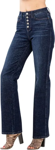 Miniatura 4 de Judy Blue Vaqueros rectos de talle alto con 5 botones para mujer - 88598