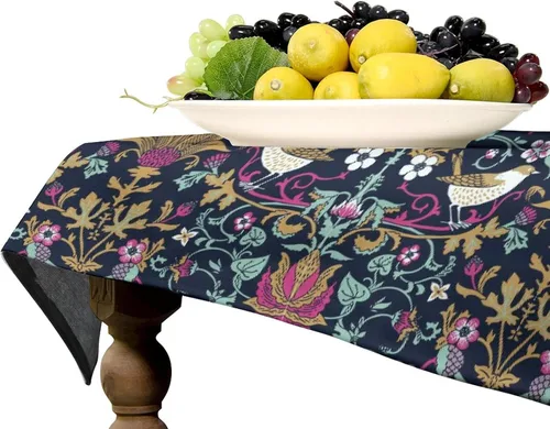 Miniatura 383 de Mantel Floral Retro de Pájaros, Diseño Original Bohemio William Morris Estampado Cubierta de Mesa para Hogar Picnic Fiesta Comedor Cocina William