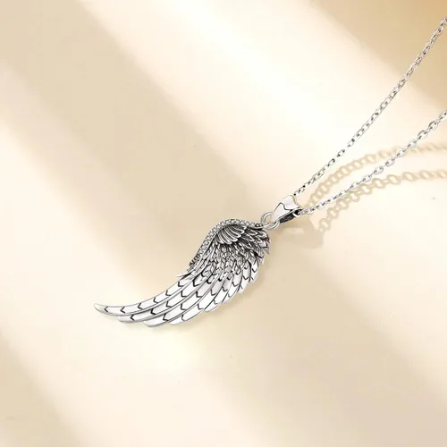 Miniatura 3 de LOOVE Collar de alas de ángel de plata de ley 925 colgante de ángel de la guarda regalo de joyería de ángel para mujeres niñas y hombres Plata