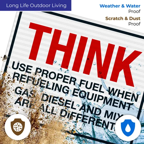 Miniatura 5 de Think When Refueling Equipment to Use Proper Fuel Gas Diesel and Mix Sign, 24x30 Inches, 3M EGP Reflective .080 Aluminum, Fade Resistant, Made in USA