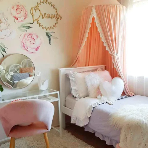Toldo de cama con cúpula de princesa, mosquitera suave, cortinas de cama para colgar decoración de la casa para jugar al rincón de lectura Naranja