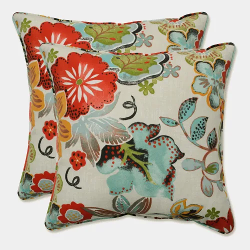 Miniatura 40 de Pillow Perfect - Cojines decorativos florales brillantes para interiores/exteriores, 2 unidades, lumbar - 11.5 x 18.5 pulgadas, verde/rojo Zoe