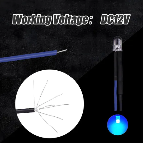Miniatura 3 de 35 diodos LED azules precableados, diodos LED ultra brillantes de 12 V 0.197 in con resistencia incorporada para proyectos de bricolaje, Arduino