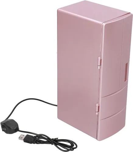 Sorandy Refrigerador pequeño y cálido, mini refrigerador portátil USB para dormitorio, oficina, dormitorio, enfriador eléctrico de doble uso,