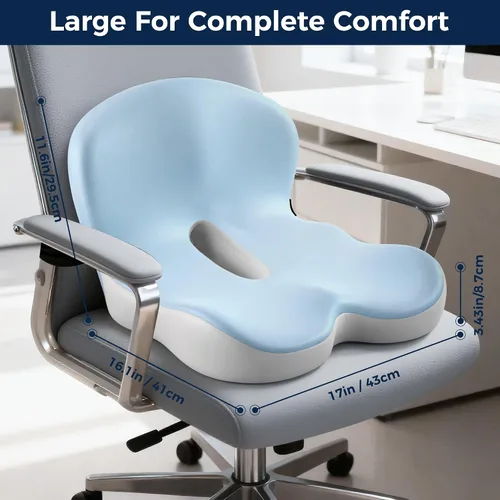Miniatura 2 de Cojín de asiento, cojines para silla de oficina para aliviar el coxis, cojines de asiento para silla de oficina con diseño ergonómico en forma de L