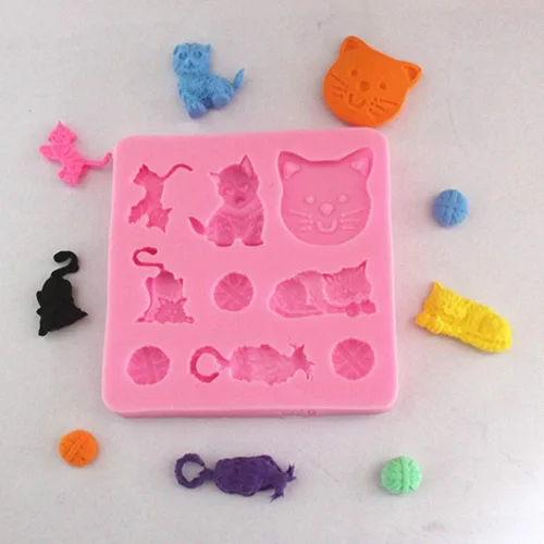 Miniatura 7 de Molde de silicona con forma de gato pequeño, molde de pasta de goma para gatito, chocolate, caramelo, magdalena, herramientas de decoración