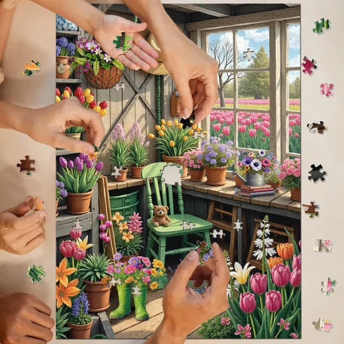 Miniatura 7 de Rompecabezas de jardín de plantas de flores de 1000 piezas para adultos, colorido rompecabezas de invernadero botánico, desafiante rompecabezas