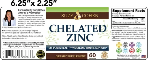 Miniatura 6 de Suzy Cohen - Suplementos de zinc quelado, 60 cápsulas suaves para el estómago, el zinc es para el crecimiento celular saludable y la formación