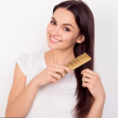 Miniatura 6 de Beavorty 5 peines de madera de bambú antiestático peine de madera natural peine de madera natural bigote peinado bolsillo peine para mujeres hombres