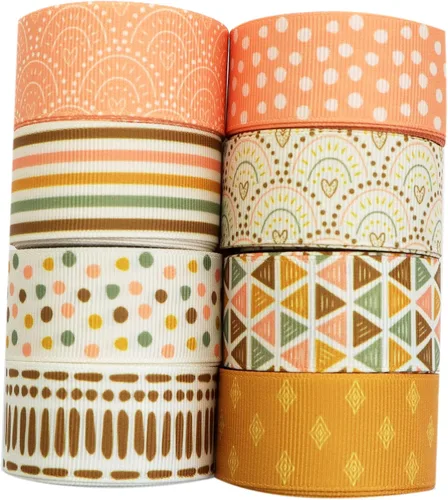 Miniatura 6 de David accessories Cinta de cinta de rayas de puntos de 1 pulgada de ancho x 40 yardas en total, 8 rollos de 5 yardas para bricolaje hecha a mano