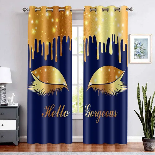 Miniatura 47 de Hello Gorgeous - Cortina de pestañas de unicornio, para oscurecer la habitación, con aislamiento térmico, con ojales, para decoración de dormitorio