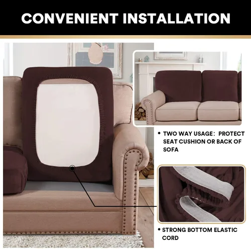 Miniatura 5 de PrinceDeco Funda de cojín de terciopelo suave y elástica para silla, sofá biplaza o sofá, protector de muebles, cojín de asiento, funda de sofá