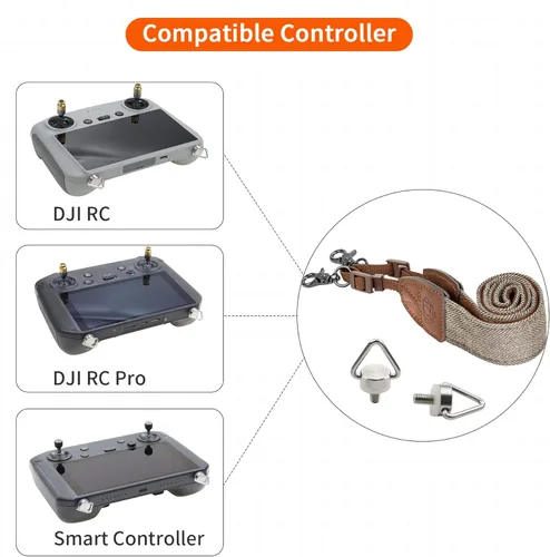 Miniatura 2 de Hanatora Correa de cuello con tornillos para DJI RC, RC Pro, controlador inteligente, Marrón
