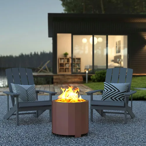 Miniatura 5 de Flash Furniture Titus - Chimenea de madera de grado comercial, sin humo, acabado de bronce, 19.5 pulgadas, portátil, cubierta impermeable