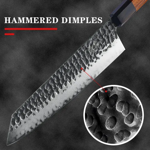 Miniatura 4 de Cuchillo de chef Kiritsuke de 9 pulgadas, cuchillo de cocina japonés hecho a mano forjado profesional afilado, cuchillo de cocina AUS10 de acero