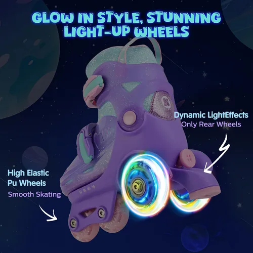 Miniatura 6 de SULIFEEL Patines de Ruedas Ajustables para Niñas Niños Infantiles, Ruedas Divertidas Iluminadas con Luz Flash de Tipo Equilibrio de Tres Puntos Azul