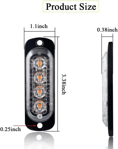 Miniatura 2 de Barra de luz estroboscópica 2 piezas, 12 LED, luz de advertencia de emergencia, con función de sincronización impermeable, 12 – 24 V, para vehículos
