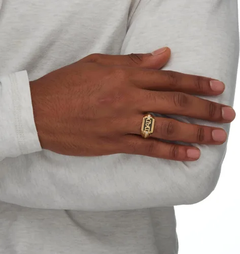 Miniatura 4 de PalmBeach - Anillo de oro amarillo de 10 quilates para hombre, talla 8 a 13
