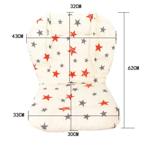 Miniatura 4 de Twoworld Funda para cojín de asiento de silla alta para bebé y correas para silla alta (arnés de 5 puntos) 1 traje (estrellas)