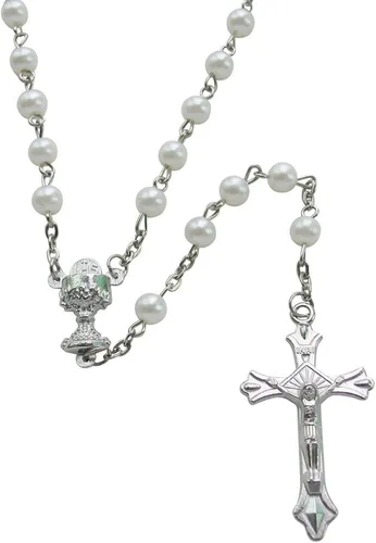 Primera Comunión Recuerdos para Primera Comunión (12 piezas) Rosario de perlas de imitación con detalles chapados en plata/Recuerdos para Primera