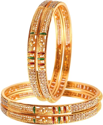 Miniatura 2 de Jewar Bangles Indian Rajasthani Handmade Meena Work Gold Plated Ad Traditional Jewelry gifting wedding 6364