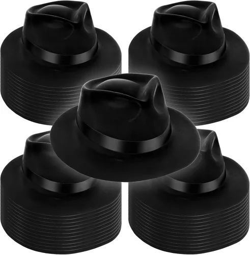Xtinmee 48 sombreros de fiesta de gángsters de plástico para caballeros, sombreros de disfraz para adultos de los años 20 para hombres