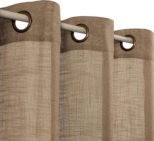 Miniatura 10 de Palma - Cortinas semitraslúcidas de lino para dormitorio de 63 pulgadas de largo, cortinas filtrantes de luz, ojales bronce, juego de 2 paneles