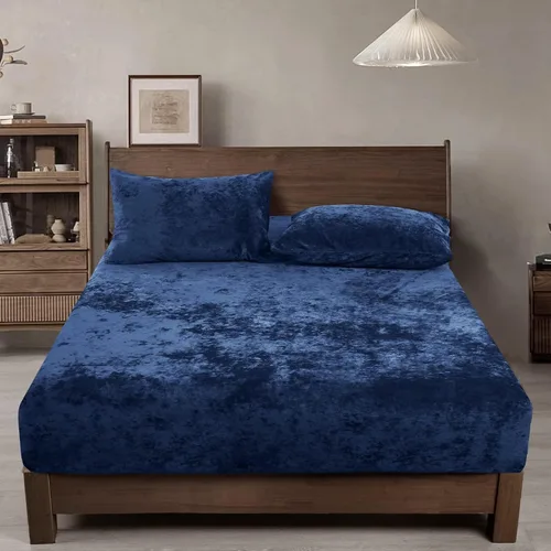 Miniatura 12 de PHF Sábana bajera de terciopelo Truly Velvet tamaño Queen, lujosa sábana inferior de forro polar supersuave y acogedora con bolsillo profundo de Gris