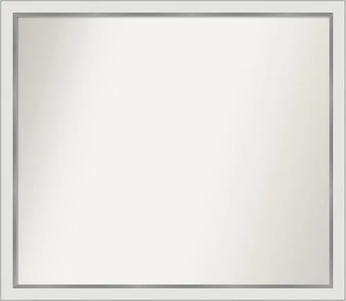 Miniatura 294 de Amanti Art Espejo de baño blanco para sobre el fregadero, 30 x 35 pulgadas, espejo de tocador rectangular estrecho de Eva de oro blanco, marco