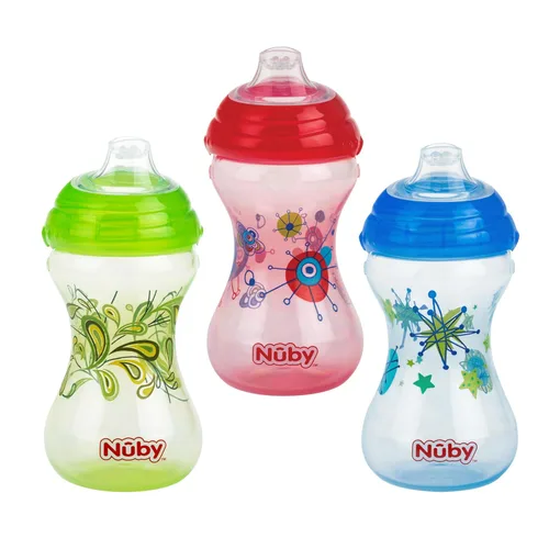 Miniatura 7 de Nuby Paquete de 3 caño suave "Pinpoint" sin derrames Clik-It, niño, 10 onzas