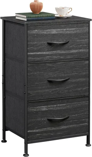 WLIVE - Mesita de noche con 3 cajones, cómoda de tela, unidad organizadora, cómoda de almacenamiento para dormitorio, pasillo, entrada, armarios,